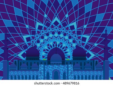 Muslim mosque in blue tones