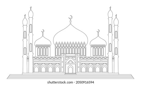 Muslim Mosque Building Islamic Temple Line Stock Vector (Royalty Free ...