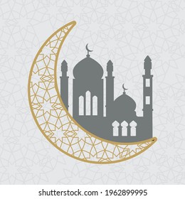 muslim mosque in crescent moon