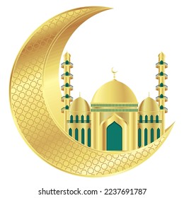 muslim mosque in crescent moon icon