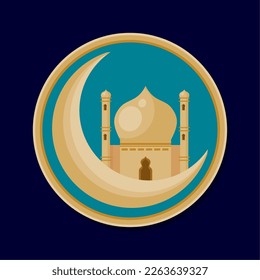 muslim mosque in crescent moon icon