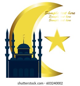 The Muslim Mosque. A crescent and a star. Symbol of the Muslim faith. Mosque.