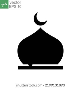 Muslim mosque domes icon. islamic worship place, islam prayer room for Religion and Ramadan symbol for web mobile. Moslem Praying in Filled style. Vector illustration Design on white background EPS 10