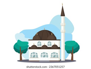 Mezquita musulmana, ilustración vectorial plana