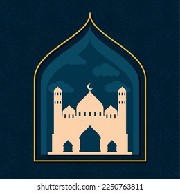 muslim mosque in frame icon