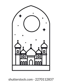 muslim mosque in frame icon