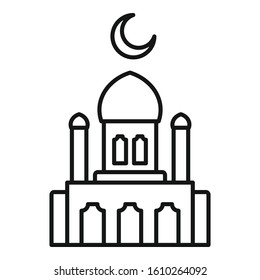 Muslim mosque icon. Outline muslim mosque vector icon for web design isolated on white background