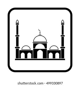 Muslim mosque isolated flat facade. Vector illustration. Religion icon. Silhouette. Flat style.