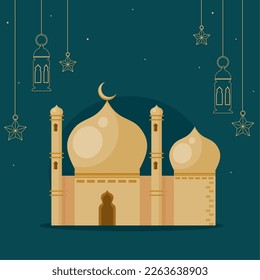 muslim mosque with lanterns icon