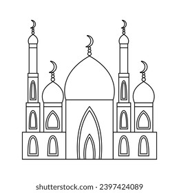 Muslim mosque line art vector icon