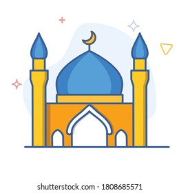 Muslim mosque line vector illustration.