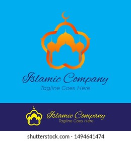 Muslim Mosque Logo Template with crescent symbol for Application, Community, Mosque, Company, Business