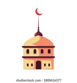 mezquita musulmana con diseño lunar, cultura de religión islámica y creencia tema Vector ilustración