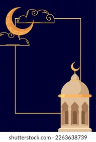 muslim mosque with moon frame