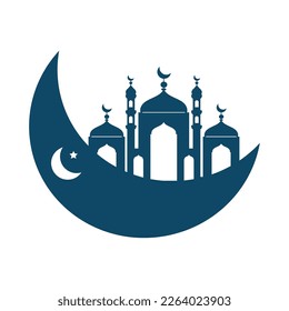 mezquita musulmana en icono lunar