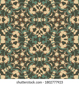 Muslim mosque seamless pattern graphic design. Middle east floral tile ornament. Wallpaper seamless pattern. Traditional islamic abstract floral geometric ornament. Arabian vector background