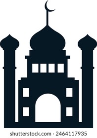 Muslim Mosque Silhouette Isolated on White Background. Vector Illustration.