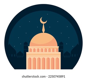 muslim mosque tower with moon icon