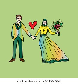 Muslim and Muslimah bride couple.
