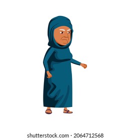 Muslim Old Lady Opening Hospital Door Cartoon Vector. Muslim Old Lady Opening Hospital Door Character. Isolated Flat Cartoon Illustration