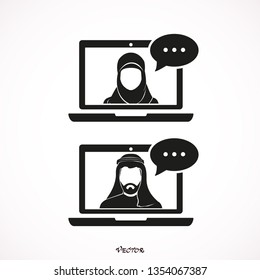 muslim online Training icon. Simple element illustration. Online Training symbol design from eLearning collection. Can be used in web and mobile.