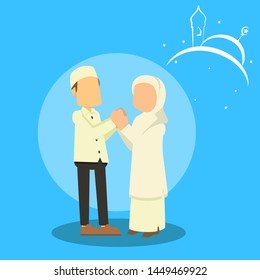 muslim people asking for forgiveness vector illustration