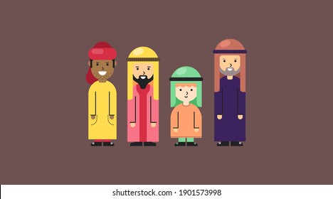 Muslim People Characters, Vector Illustration.