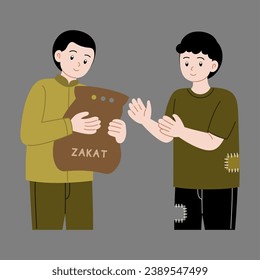 Muslim people give zakat for people in need