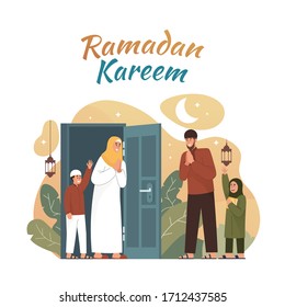 Muslim people greeting and celebrating ramadan