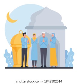 Muslim people greeting for ramadan month.