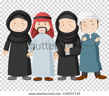 Muslim people on transparent background illustration