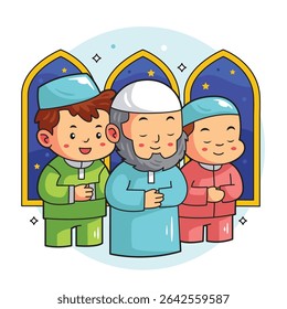 Muçulmanos Rezando Juntos em Mesquita