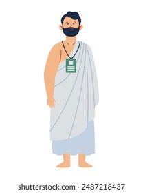 muslim pilgrim bearded man in ihram clothes isolated