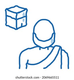 muslim pilgrim sketch icon vector. Hand drawn blue doodle line art muslim pilgrim sign. isolated symbol illustration