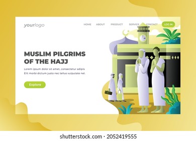 Muslim Pilgrims Of The Hajj - Vector Landing Page