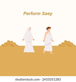 Muslim pilgrims perform saey vector illustration