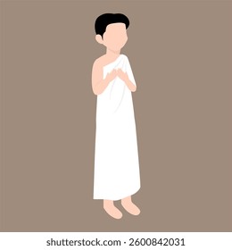 Muslim Pilgrims Performing Hajj and Umrah, Muslim Wearing Ihram Clothes illustration