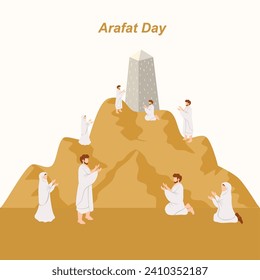 Muslim pilgrims praying in arafat day