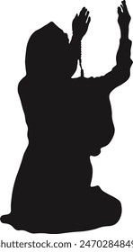 Muslim Pray Silhouette Isolated on White Background. Vector Illustration Design.