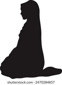 Muslim Pray Silhouette Isolated on White Background. Vector Illustration Design.