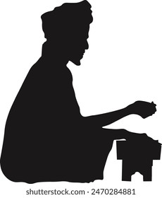 Muslim Pray Silhouette Isolated on White Background. Vector Illustration Design.
