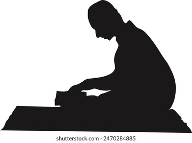 Muslim Pray Silhouette Isolated on White Background. Vector Illustration Design.