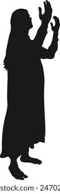 Muslim Pray Silhouette Isolated on White Background. Vector Illustration Design.