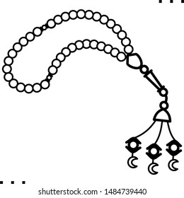 Muslim prayer beads icon in outline style