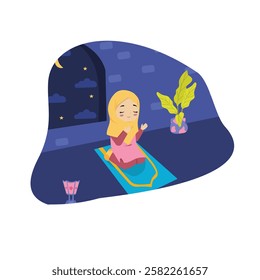 muslim prayer dua after salah tahajjud flat design ramadhan witr
