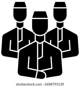 Muslim Prayer Glyph Solid, Group Prayer