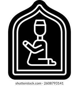 Muslim Prayer Glyph Solid, Group Prayer