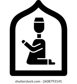 Muslim Prayer Glyph Solid, Group Prayer