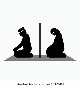 Muslim Prayer Icon. Islam Worship, Praying Illustration Sign & Symbol.