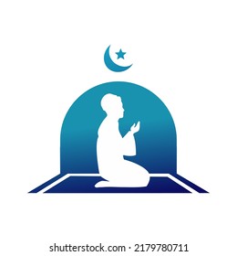 Muslim Prayer Icon. Salat (pray) Illustration : Islamic Worship, As Simple Vector Sign  Trendy Symbol for Design and Religion Websites, Presentation or Application.